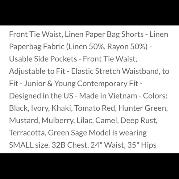 Linen Blend Paper Bag Shorts w/Tie Waist - Black - Picture 4 of 4